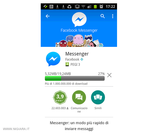 lo scaricamento dell'applicazione Facebook Messenger