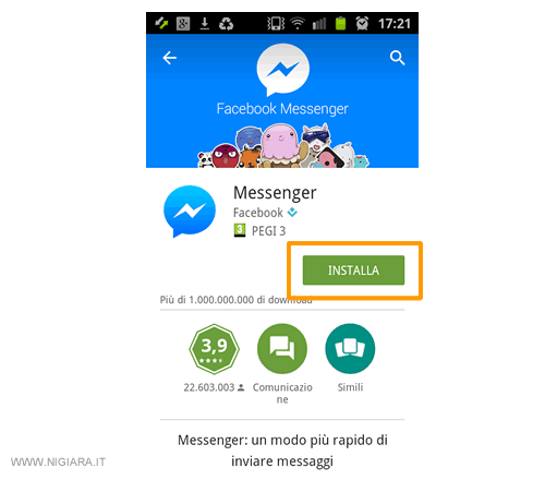 premi sullìicona di installazione