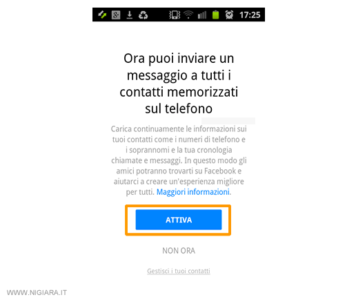 invia un messaggio a tutti i contatti