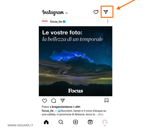 tocca l'icona in alto a destra