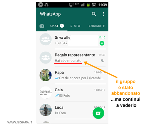 il gruppo whatsapp è stato abbandonato