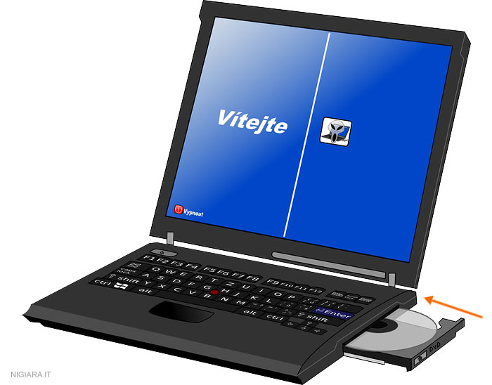 inserire il disco di installazione di Linux nel lettore dvd-rom e resettare il PC