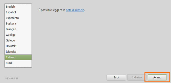 scegli la lingua da utilizzare su Linux  ( italiano, inglese, spagnolo, francese, ecc. )