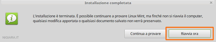 conferma di installazione