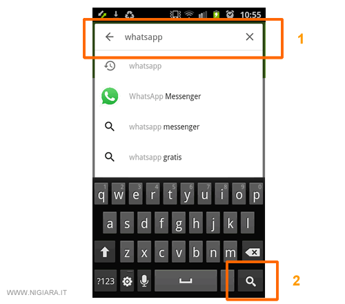digita Whatsapp nel campo di ricerca
