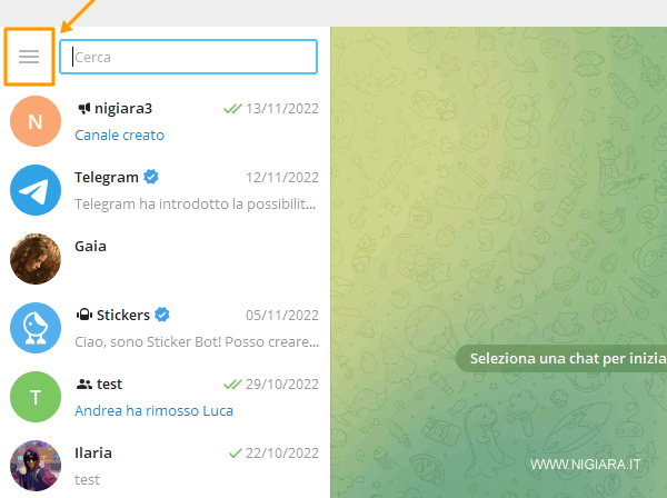 apri il menu principale