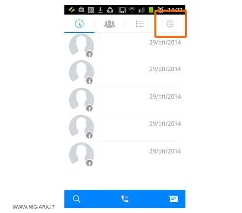 premi sulle impostazioni di Facebook Messenger