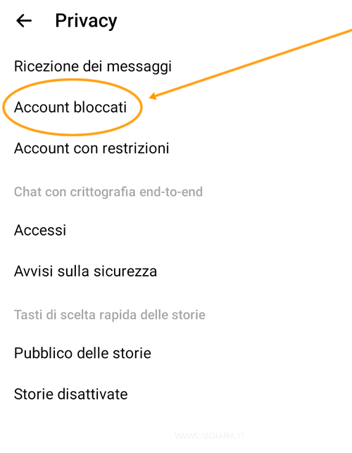 premere su Account Bloccati