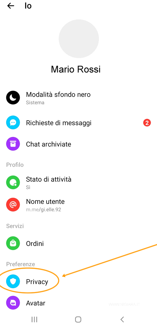 premi su Persone