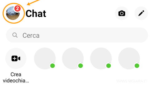 premi sul menu principale di Messenger