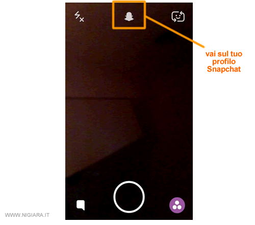 premi sull'icona del fantasmino per aprire la pagina del profilo Snapchat