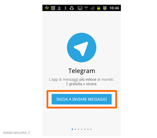 inizia la procedura di prima registrazione aTelegram