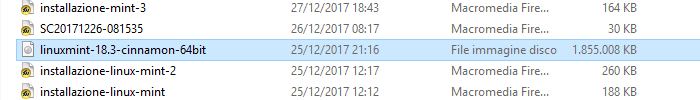 il file immagine ISO del disco di installazione di Linux
