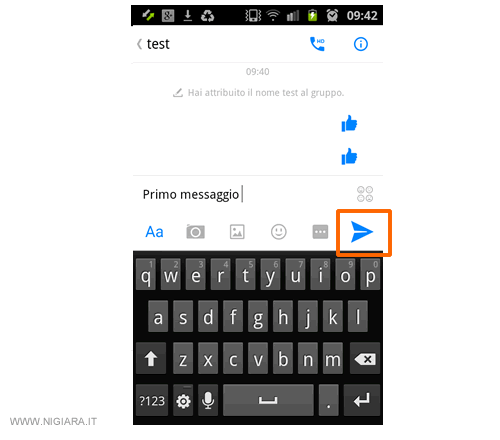 la pubblicazione dei messaggi su Facebook