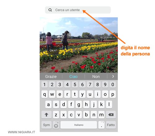 scrivi il nome della persona nella foto