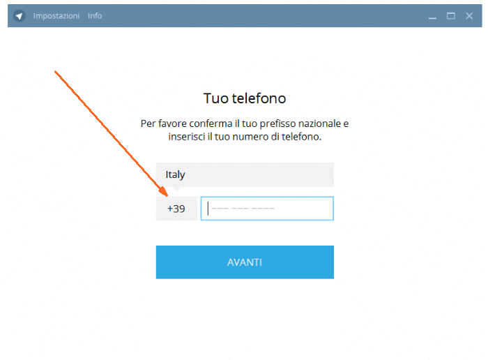 digita il tuo numero telefonico