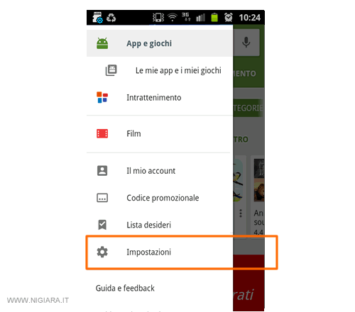 selezionare Impostazioni