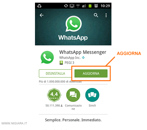 aggiorna la singola applicazione