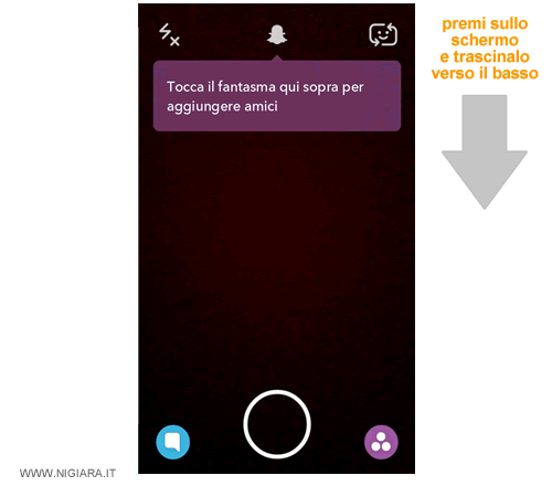 fai uno swipe sul display per far scenere il menù