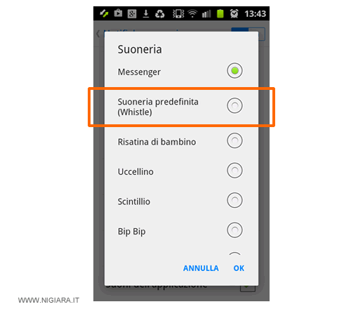 cambia la suoneria associata alle notifiche di Messenger