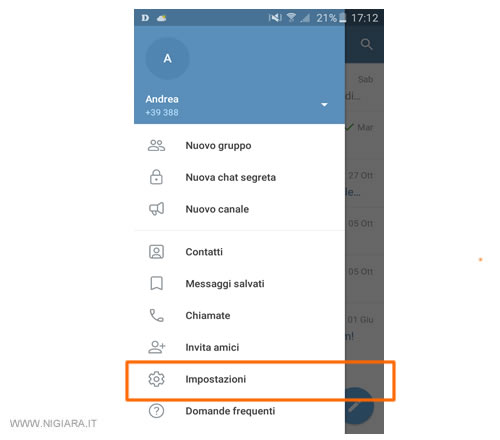 Seleziona la voce Impostazioni