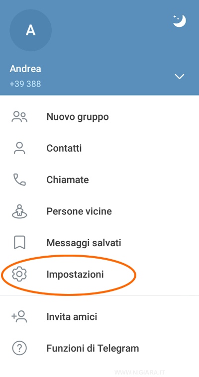 seleziona la voce Impostazioni