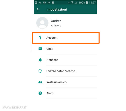 premi sulla voce Privacy