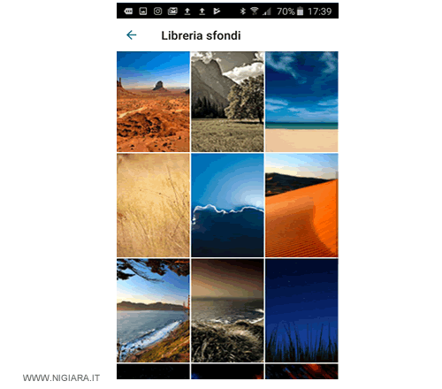 seleziona lo sfondo che vuoi usare