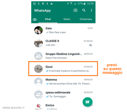 seleziona il messaggio che vuoi leggere