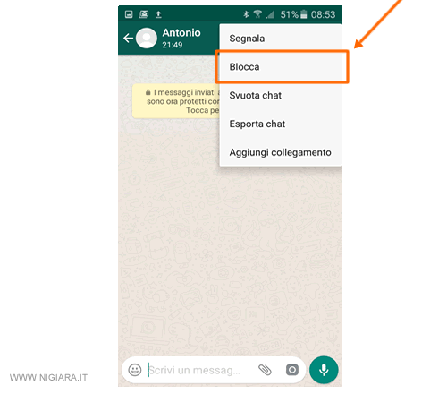 premi su Blocca