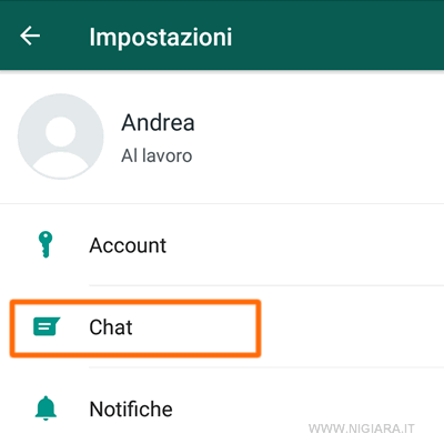 premi sulla voce Chat 