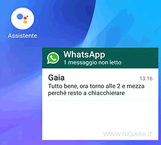 il widget di anteprima dei messaggi su Android